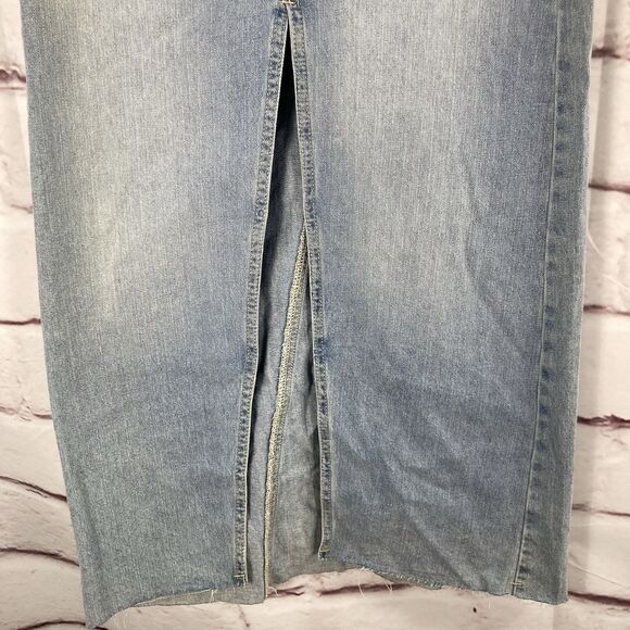 RSQ Womens Skirt Denim Maxi Front Slit High Waist Jean Y2K Retro Grunge Cargo - Picture 3 of 15